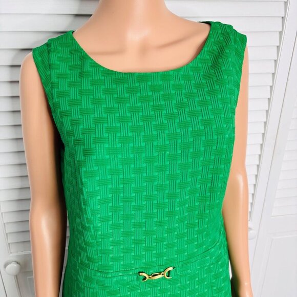 New TAKBOTS Green Textured Sleeveless Sheath Dress Size 12P - Picture 2 of 8